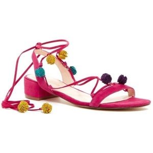 Nine West pink Pom Pom lace up sandals